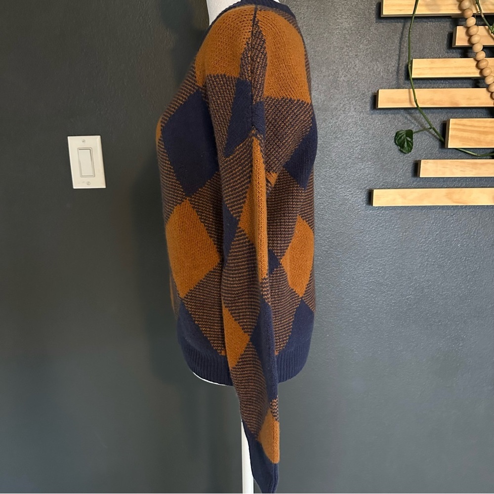 Madewell Mullen Plaid Pull Over in Rust and Navy Blue - Picture 4 of 7